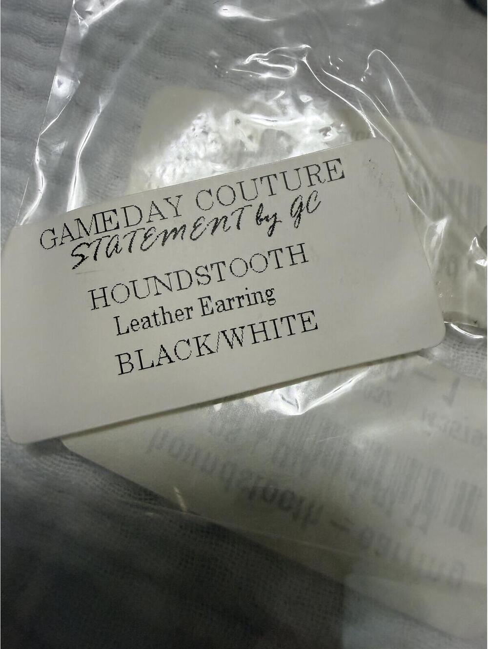 Gameday Couture Statement by GC Houndstooth Leather Earrings Black/White - Picture 3 of 3
